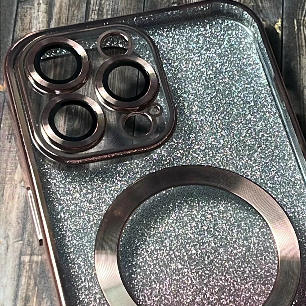 5for$10 Rose Gold 15 Pro Max Pink And Silver Glitter Background Phone Case NWT